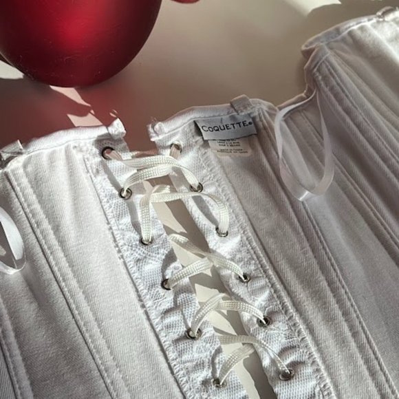 Coquette White Rosey Print Corset (SMALL) - Picture 4 of 9